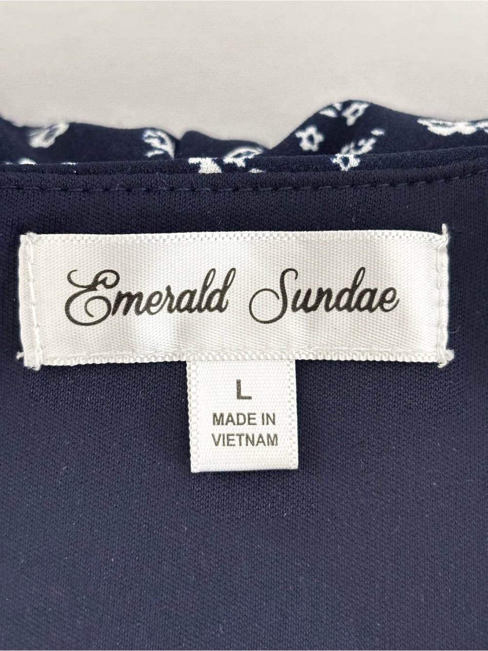 Emerald Sundae Large Navy Floral Jumpsuit Tie Waist Cropped Wide Leg Pockets - Picture 9 of 16